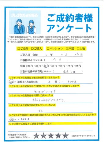 大阪市此花区高見の戸建をご購入のアンケート