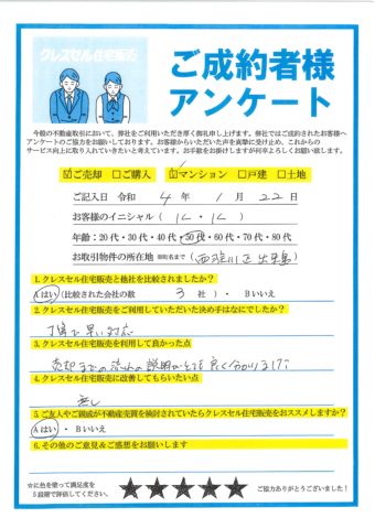 大阪市西淀川区出来島のマンションをご売却のアンケート