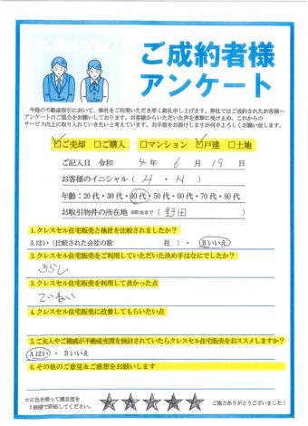 大阪市福島区野田の戸建をご売却のアンケート