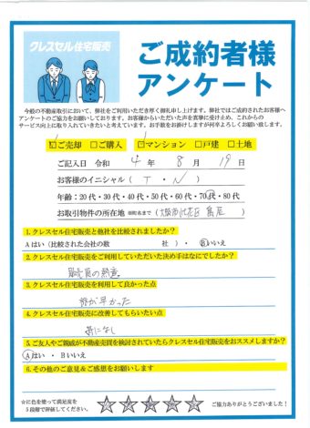 大阪市此花区島屋のマンションをご売却のアンケート