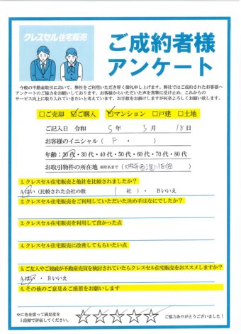 大阪市西淀川区佃のマンションをご購入のアンケート