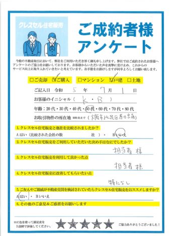 大阪市此花区春日出南の戸建をご購入のアンケート