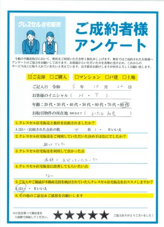 大阪市此花区高見のマンションをご売却のアンケート
