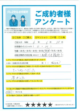 大阪市西淀川区福町のマンションをご売却のアンケート