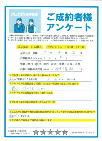 大阪市西淀川区佃のマンションをご売却のアンケート