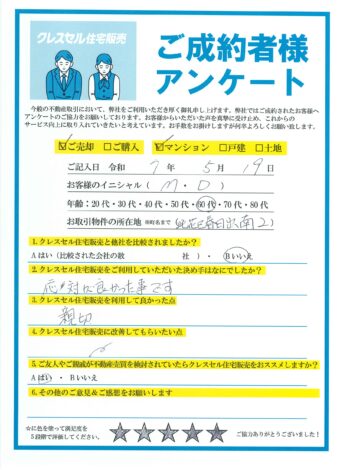 大阪市此花区春日出南のマンションをご売却のアンケート
