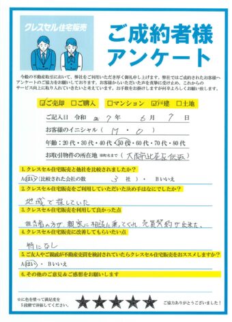 大阪市此花区伝法の戸建をご売却のアンケート
