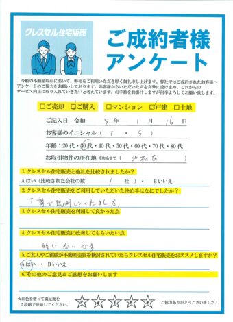 大阪市此花区春日出北の戸建をご購入のアンケート