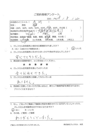 大阪市西淀川区花川のマンションをご売却のアンケート