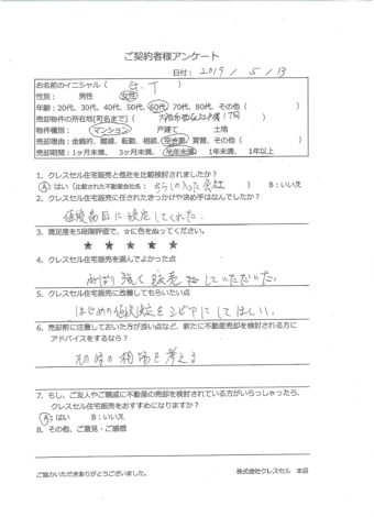 大阪市西区江戸堀のマンションをご売却のアンケート