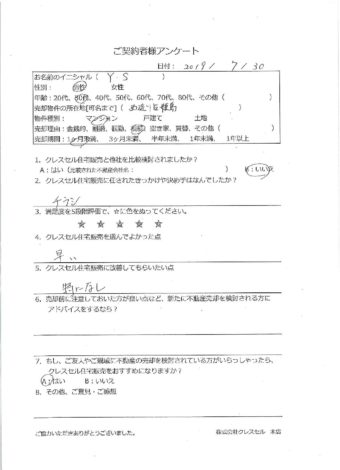 大阪市西淀川区姫島のマンションをご売却のアンケート