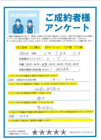 大阪市此花区島屋のマンションをご売却のアンケート
