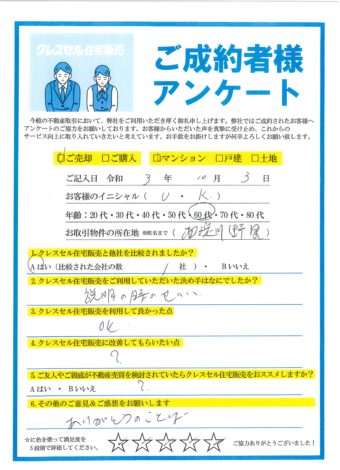 大阪市西淀川区野里のマンションをご売却のアンケート