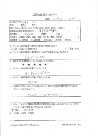 豊中市庄内東町の戸建をご売却のアンケート